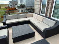 Patio Furniture: Rattan Sectional, Chair and. 2 Tables