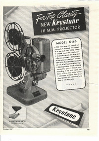 Vintage Keystone 16mm Projector ad 1956