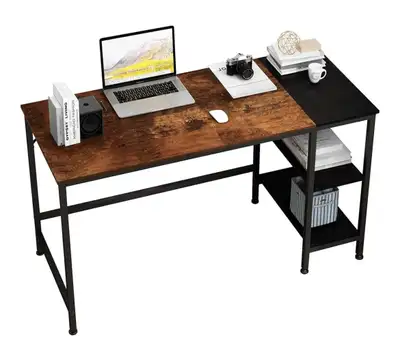 55” Industrial Computer Desk with Wooden Shelves, View more
