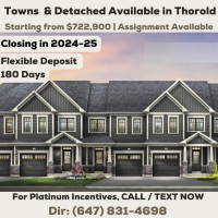 Towns and Detached Available in Thorold