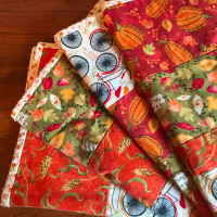 Set of 4 Handmade Placemats Fall Patchwork Bikes Pumpkins etc