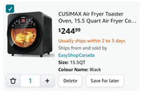 CUSIMAX AirFryer Toaster Oven, 15.5 Quart AirFryer Combo 16-in-1