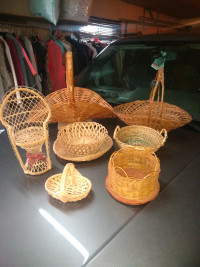 Wicker baskets and chair