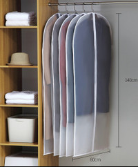 5 PCs Garment Bag Clothes Storage Bags with Zipper for Coat Suit
