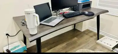 MUST GO: Stunning 35" x 65" Hardwood Office Table w/ Steel Legs - Excellent Condition! Description:...