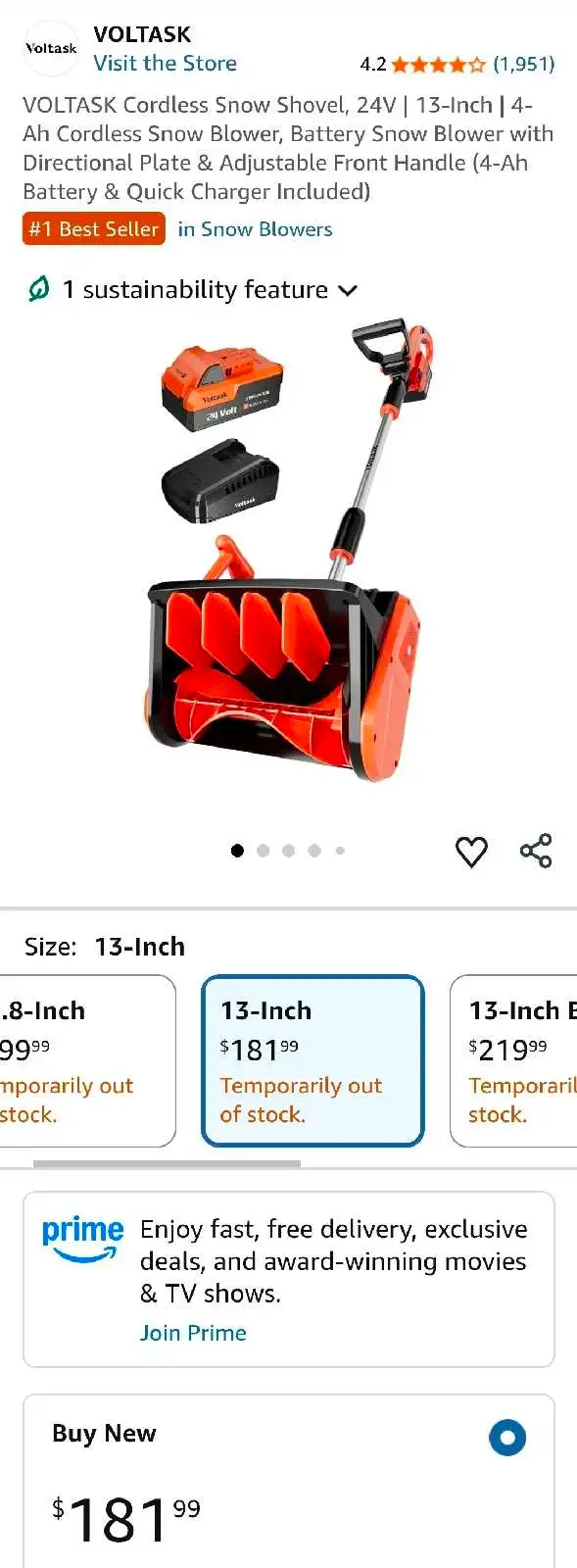 Voltask Snow Shovel in Snowblowers in City of Toronto - Image 3