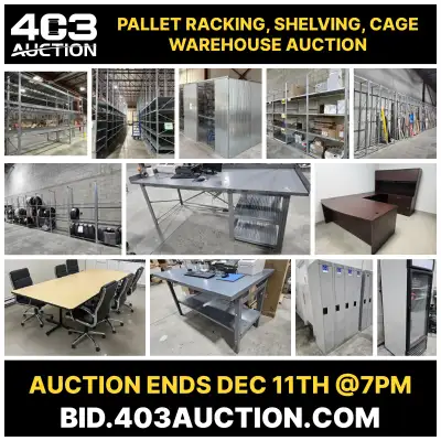 Pallet Racking, Shelving, Cage Warehouse Auction 403AUCTION.COM, View more