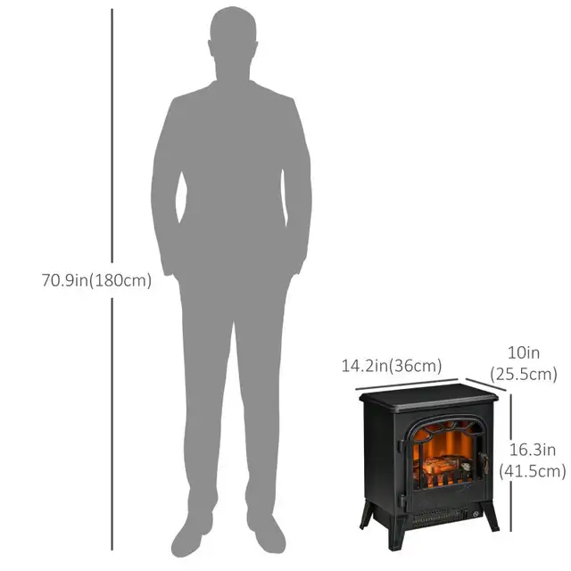 Black 14" Freestanding Electric Fireplace Stove Heater in Heaters, Humidifiers & Dehumidifiers in Markham / York Region - Image 4