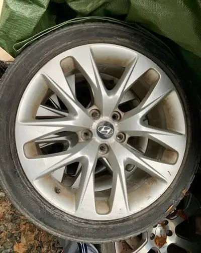 Original factory wheels of Hyundai Genesis Coupe 2.0T, with tires.