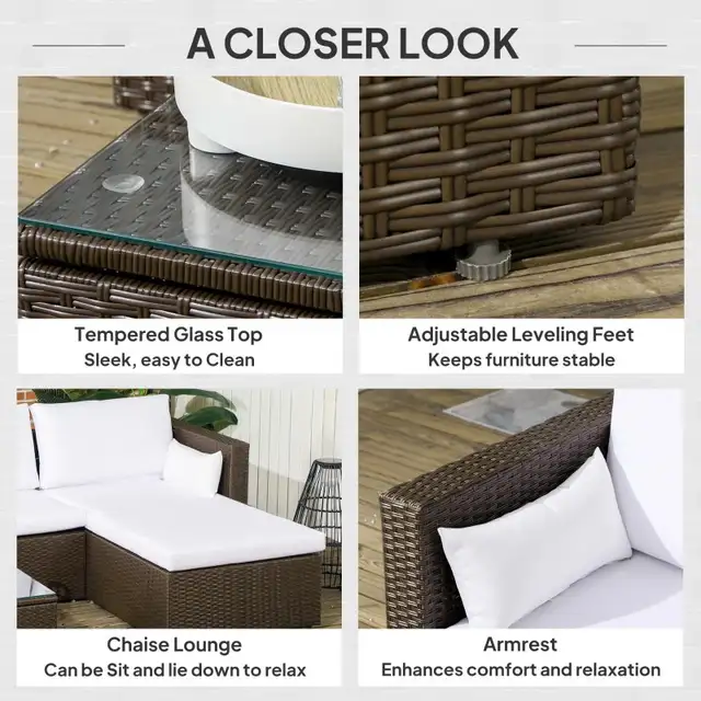 3pcs Modern Rattan Sofa Set, Wicker Patio Furniture Set with Cof in Patio & Garden Furniture in Markham / York Region - Image 6