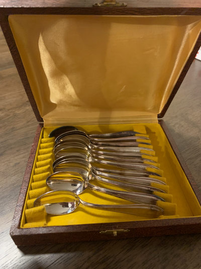 12 silver plated teaspoons, View more