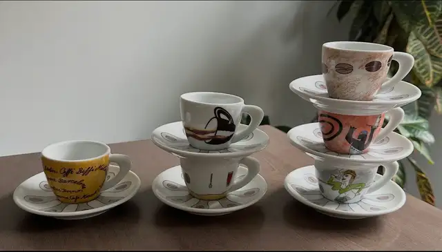 espresso cups and saucers by Carlo Giannini, made in Italy 