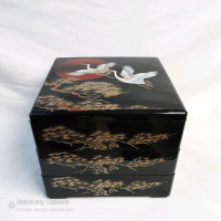 Vintage Yamanaka Lacquer Cranes Japanese Bento Box Treasure Keep
