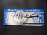 1950  Buvard Agence de Voyage  Québec Travel Bureau