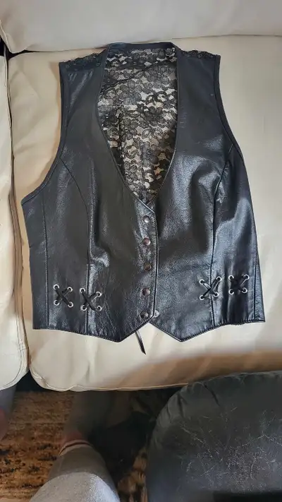 Neverr worn leather vest lace back