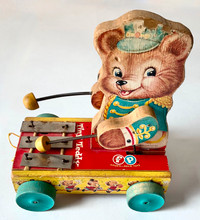 RARE Antiquité 1962 Collection FISHER PRICE Tiny Teddy Bois