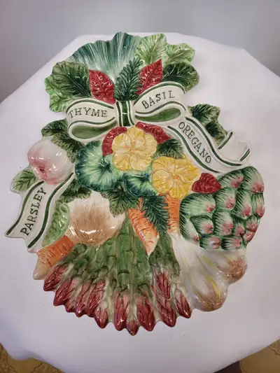 VTG Fitz & Floyd “French Herb Garden” Canape Serving Plate Ceramic serving plate featuring a decorat...