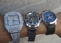 Bling, Diver, and Field quartz watches almost new, work great!