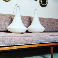 XXL Mid Century Frosted Glass Light Pendants /Tear Drop 1960s 