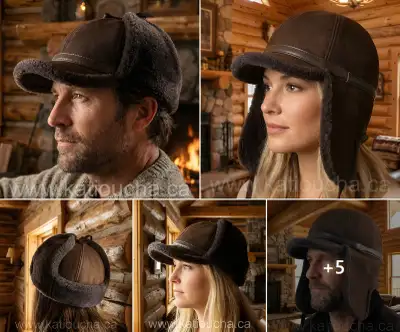 Premium Unisex Aviator Cap | Genuine Shearling & Suede, View more