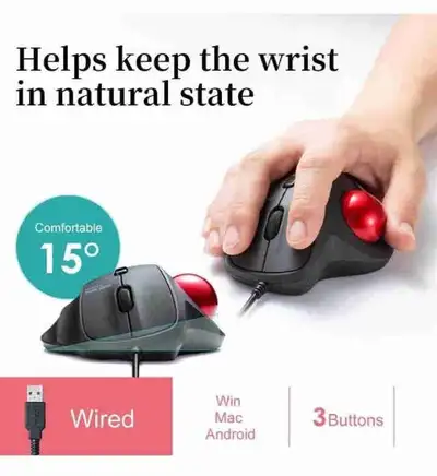SANWA Wired Trackball Mouse, Silent Click Ergonomic Roller Ball , View more