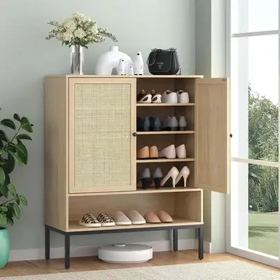 Brand New 39.5" 2-Door Rattan Shoe Storage Cabinet Special $149, View more