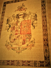 Vintage Tapestry from Europe/Coat of Arms Knight design