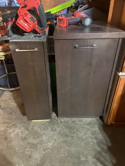 To Banks of drawers 27 inches wide by 24 deep To uppers 34 1/2 wide by 24 deep One pantry 34 1/2 wid...