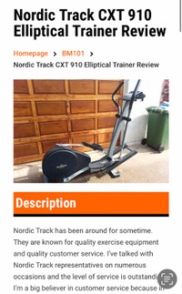 Nordic Track Elliptical 100$ ( original 2000$+tx)