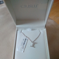 CRISLU Pendant Sterling Platinum NEW Letters R, F, I - Pendentif