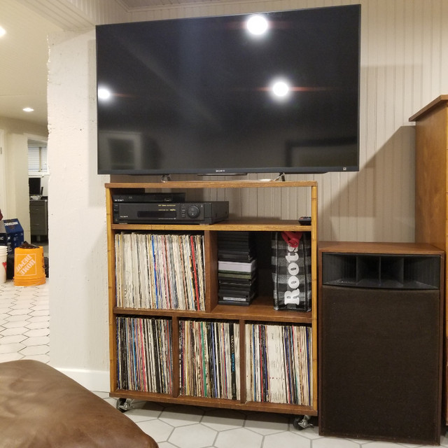 Record storage and TV stand cabinet on wheels. in TV Tables & Entertainment Units in City of Toronto - Image 2