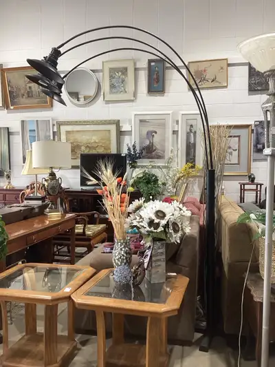 7ft Black Arc Floor Lamp with 3 Lights, View more