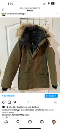 Canada Goose Langford parka jacket S Mens 10/10 Was: $1250 