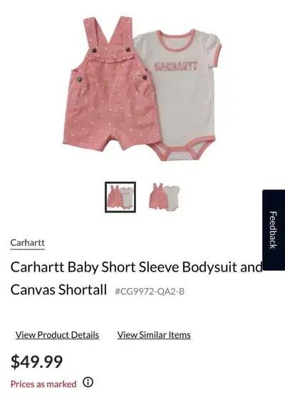 Carhartt Baby Short Sleeve Bodysuit and Canvas Shortall, View more