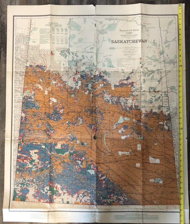 Giant 1913 Saskatchewan Map 3’5” X 2’10” in Arts & Collectibles in Saint John