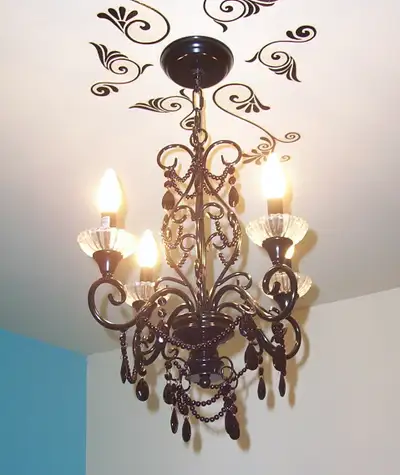 Lustre noir avec pampilles en verre, View more