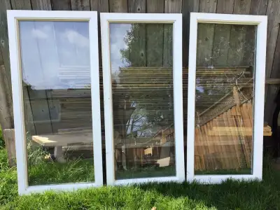 3 Vinyl , Double Glazed Glass windoes - 24"W x 52"H- each $100, View more