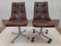 Pair of MCM Swivel Chrome Chairs - Excellent Condition