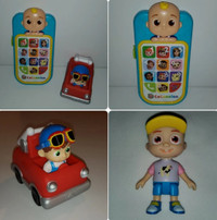 CoComelon Toy Lot: Phone, Fire Truck, 3" PVC Figure