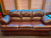 Brown leather couch and matching loveseat for sale