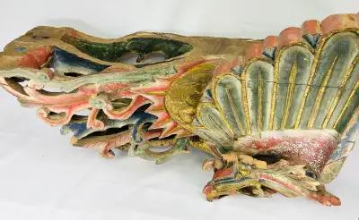 Chinese | Polychrome Phoenix | Temple Corbel | Carved and Gilded, View more