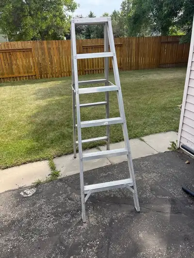 6ft Aluminium double sided ladder-see ad location, View more