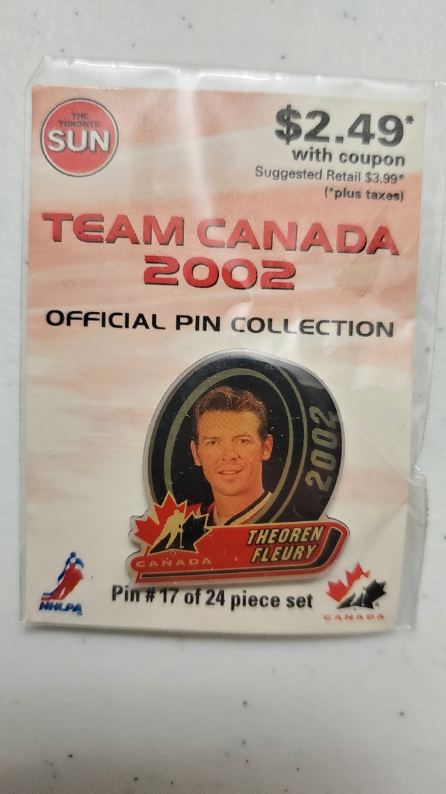 New Toronto Sun Olympic team Canada Hockey pin Theoren Fleury in Arts & Collectibles in City of Toronto