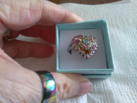 .925 multi gemstone heart shape ring