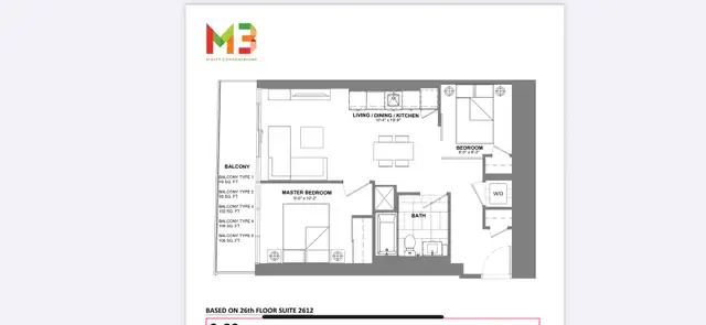 Brand New 2 Bed 1 bath in  Mississauga M city condos -Square one