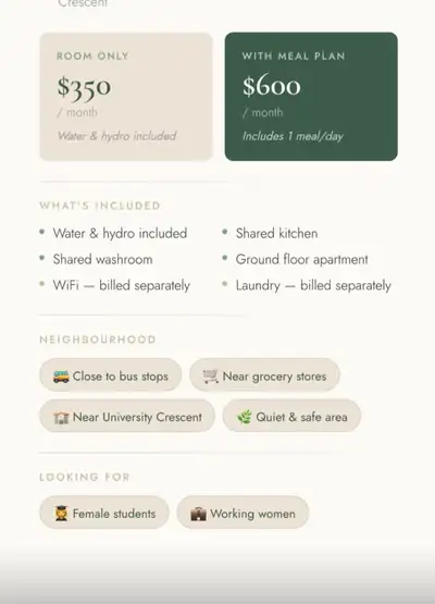 Room for rent sharing living room, wifi, laundry and hydro exculeded. Neary busstops. Chancellor dri...