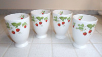 Set of 4 HANKOOK Strawberry China Footed Beverage Cups 4¼"H