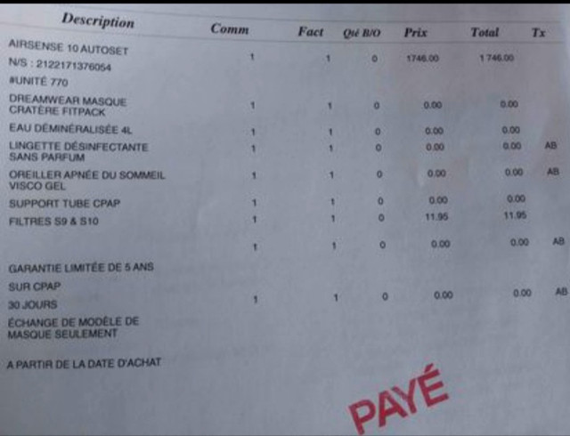 Appareil CPAP de marque Airsence avec équipements dans Santé et besoins spéciaux  à Longueuil/Rive Sud - Image 2