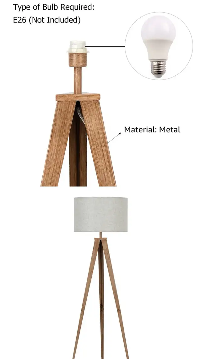 Modern 61” Tripod Floor Lamp – Metal Base with Drum Shade in Indoor Lighting & Fans in Oshawa / Durham Region - Image 5
