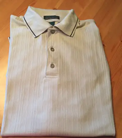 MEN'S XL Short Sleeve GOLF SHIRT tan color stretchy fabric GUC, View more